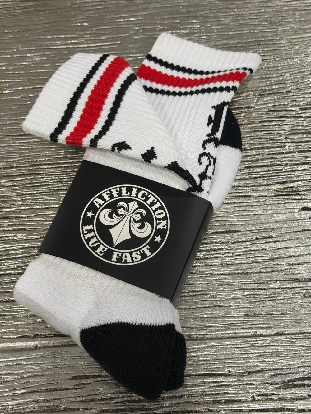 Affliction Divio Sport Sock Striped White & Black